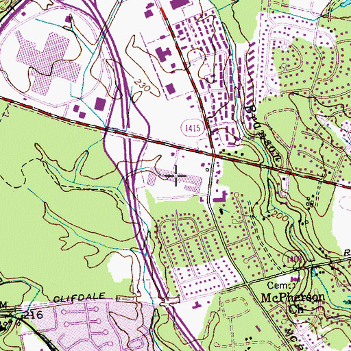 Topographic Map of Westwood Shopping Center, NC