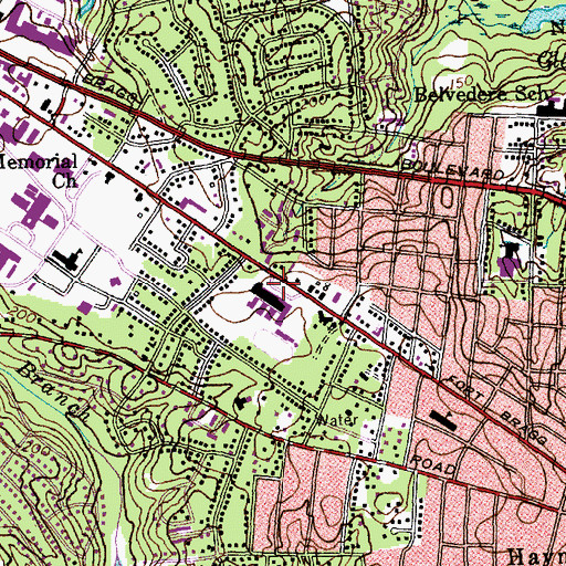 Topographic Map of Terry Sanford High School, NC
