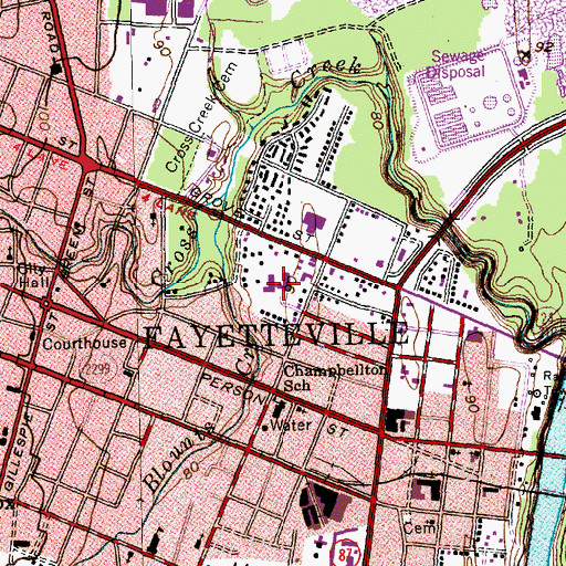 Topographic Map of Pauline Jones Elementary School, NC