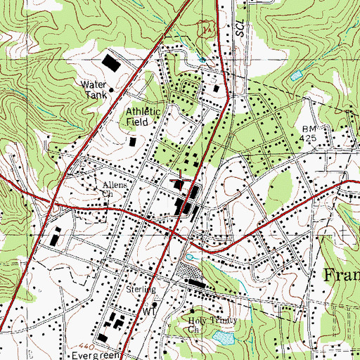 Topographic Map of Franklinton High School, NC