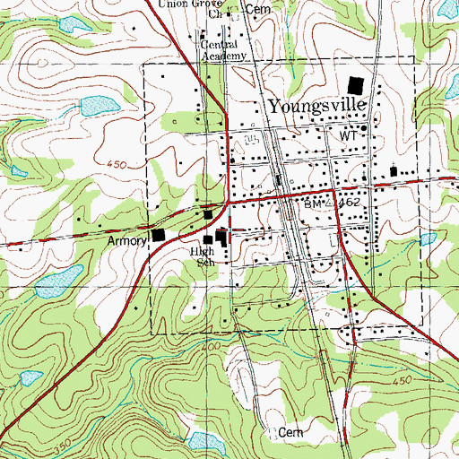 Topographic Map of Youngsville School, NC