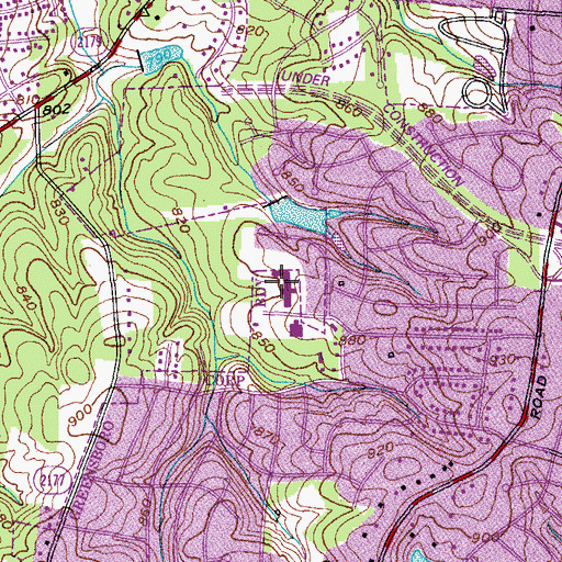 Topographic Map of Clayton Elementary School, NC