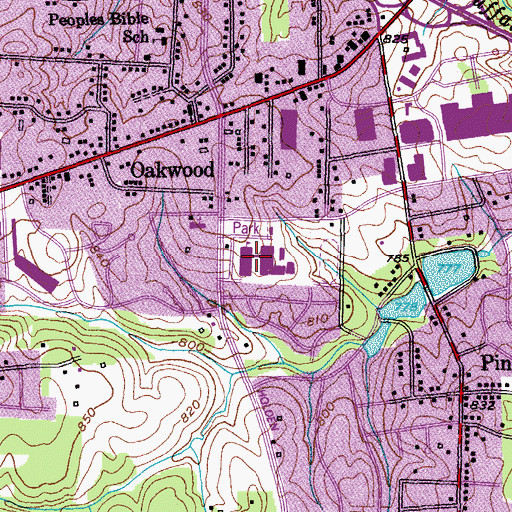 Topographic Map of Smith High School, NC