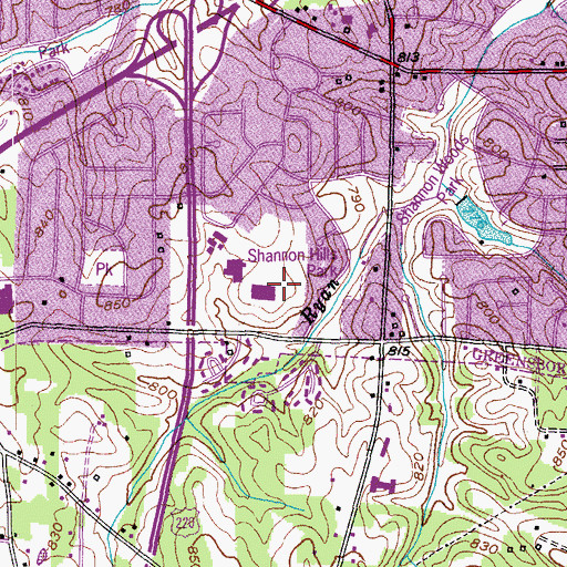 Topographic Map of Allen Junior High School, NC