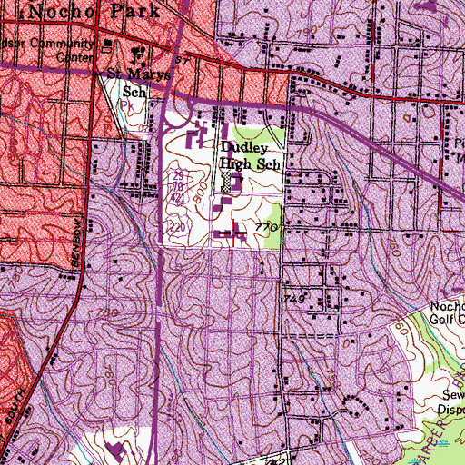 Topographic Map of Bluford Elementary School, NC