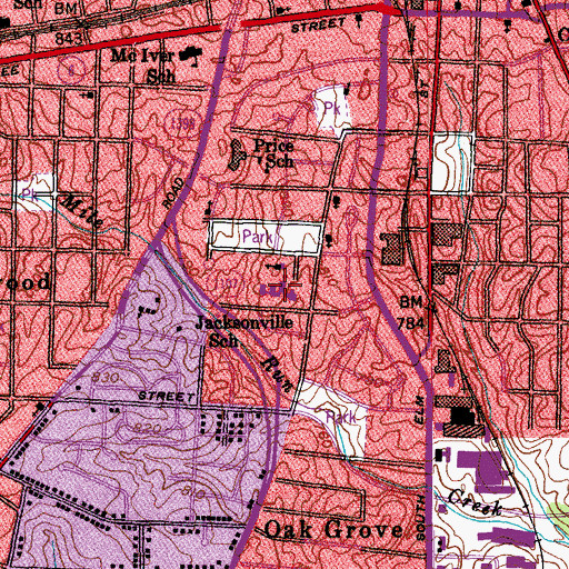 Topographic Map of Jones School, NC