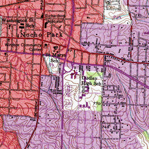 Topographic Map of Lincoln Junior High School, NC