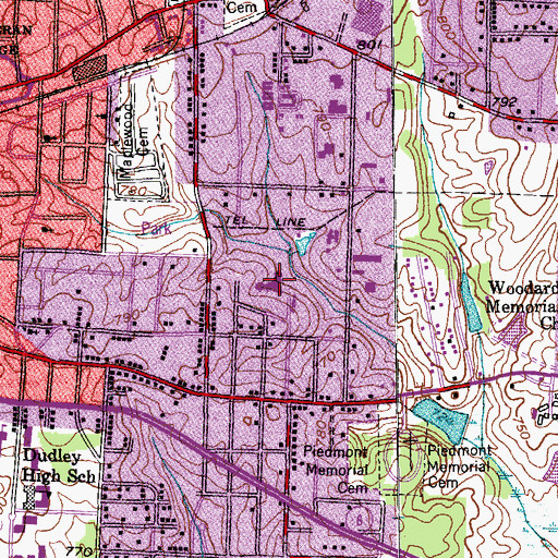 Topographic Map of Hampton Elementary School, NC