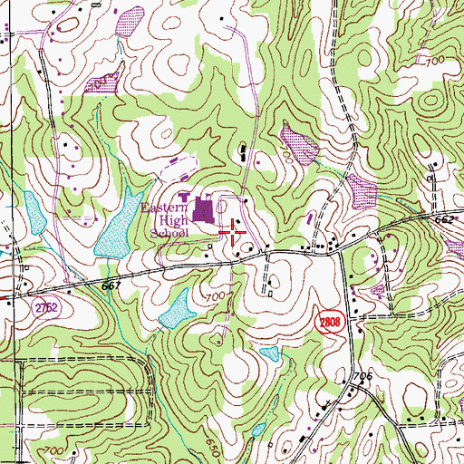 Topographic Map of Eastern High School, NC
