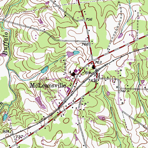 Topographic Map of McLeansville Middle School, NC