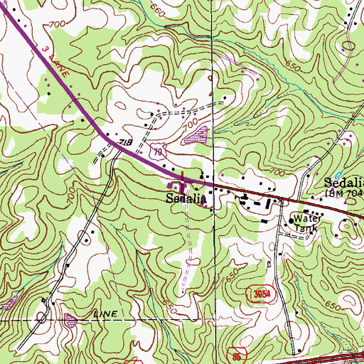 Topographic Map of Sedalia Elementary School, NC