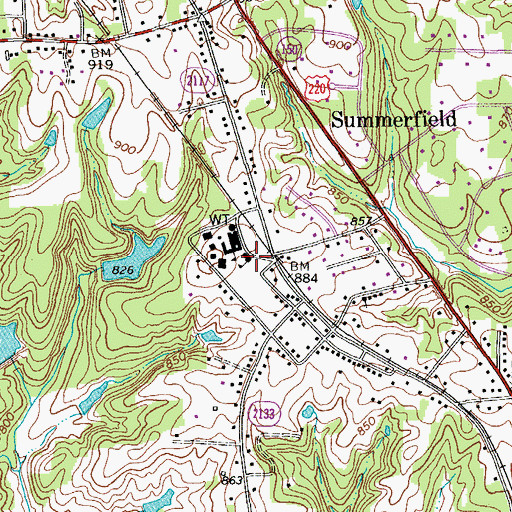 Topographic Map of Summerfield Elementary School, NC