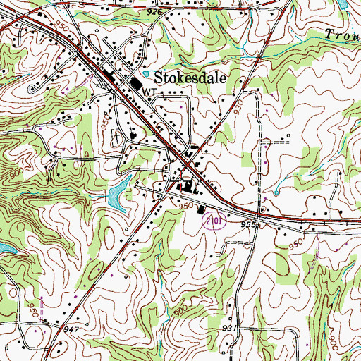 Topographic Map of Stokesdale Elementary School, NC