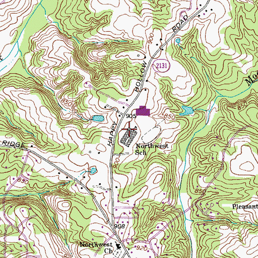 Topographic Map of Northwest Senior High School, NC