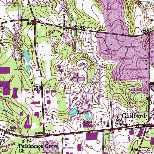 Topographic Map of Western Guilford High School, NC