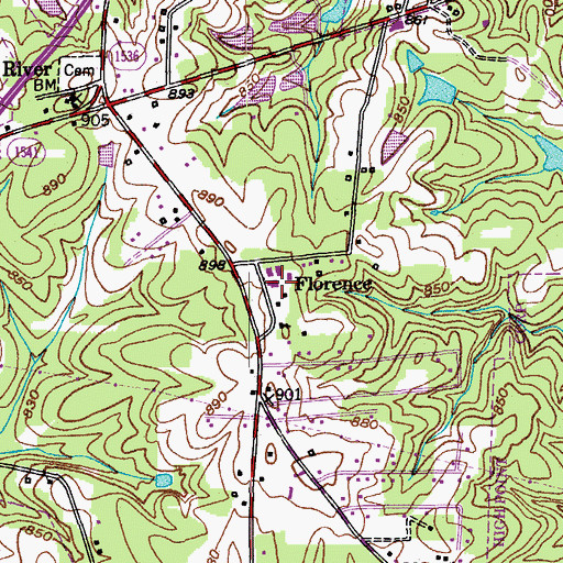 Topographic Map of Florence Elementary School, NC