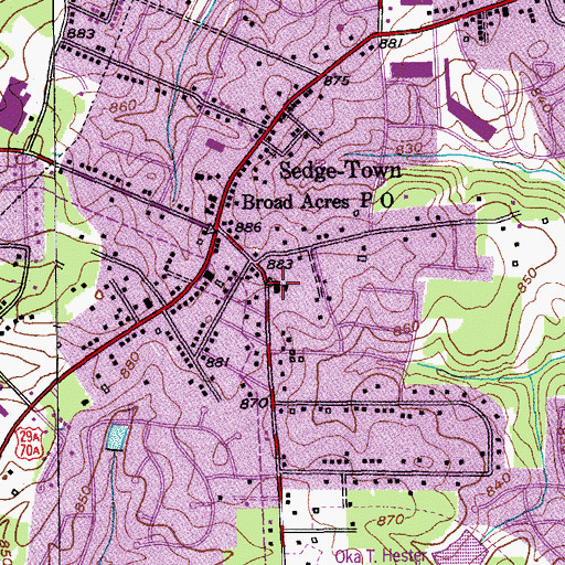 Topographic Map of Sedgefield Elementary School, NC