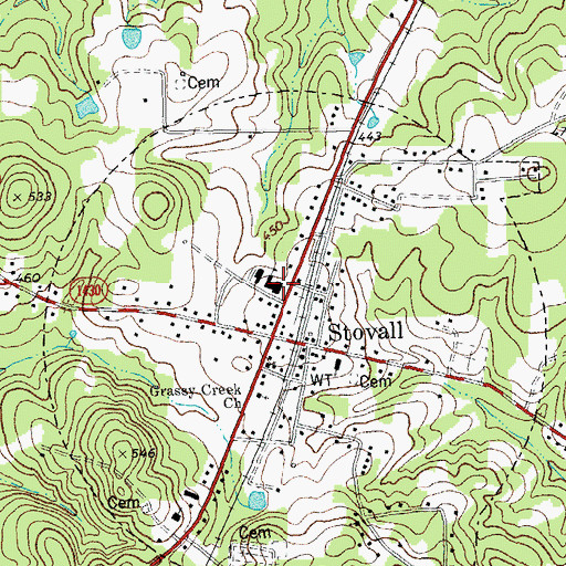 Topographic Map of Stovall-Shaw School, NC