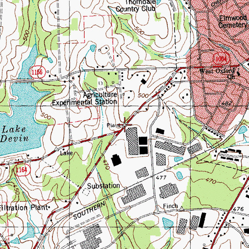 Topographic Map of Oxford Tobacco Research Station, NC