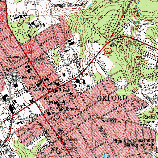 Topographic Map of D N Hix Junior High School, NC