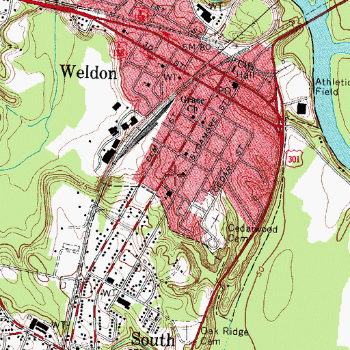 Topographic Map of Weldon Elementary School, NC