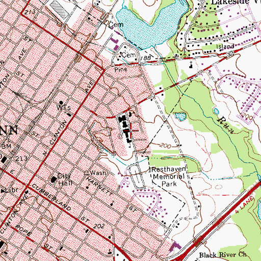 Topographic Map of Harnett Primary School, NC