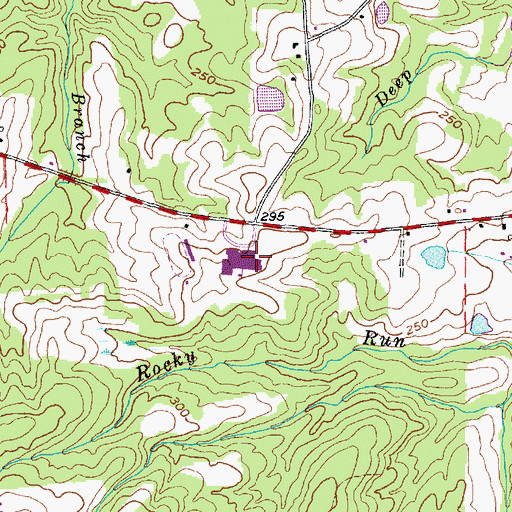 Topographic Map of Western Harnett High School, NC