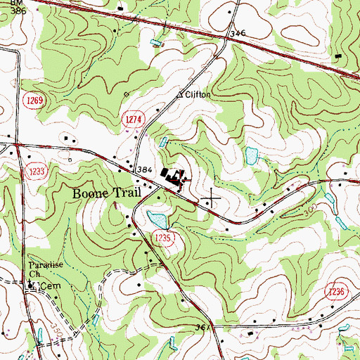 Topographic Map of Boone Trail Elementary School, NC