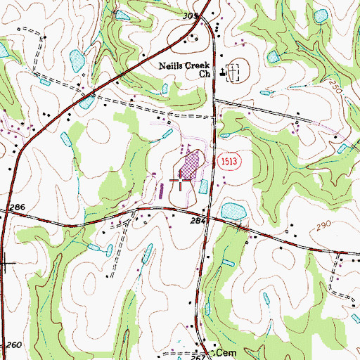 Topographic Map of Harnett Central High School, NC