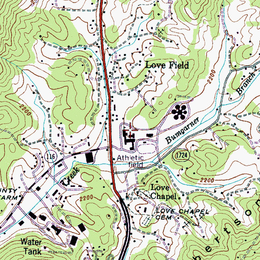 Topographic Map of Sylva-Webster High School, NC