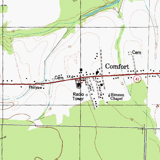 Topographic Map of Comfort Elementary School, NC