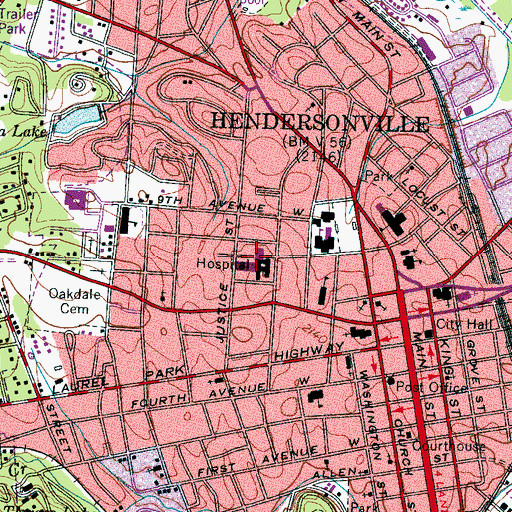 Topographic Map of Margaret R Pardee Memorial Hospital, NC