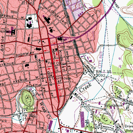 Topographic Map of Henderson County Building, NC