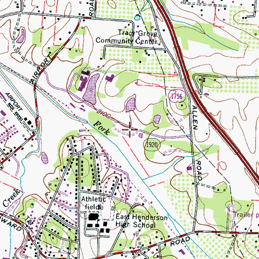 Topographic Map of Hendersonville Fireman Training Center, NC