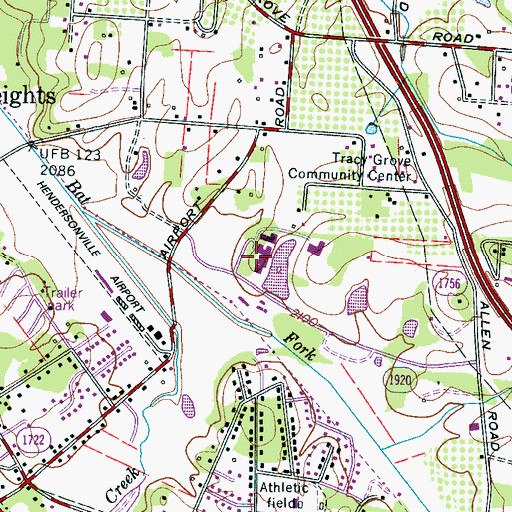 Topographic Map of Blue Ridge Community College (Flat Rock Campus), NC