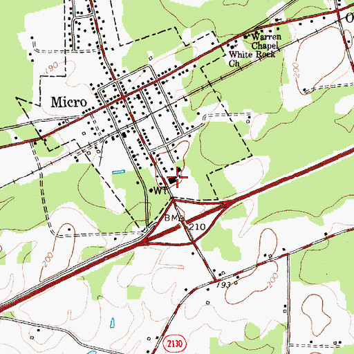 Topographic Map of Micro Elementary School, NC