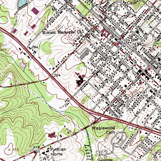 Topographic Map of Clayton High School, NC