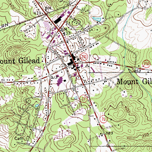 Topographic Map of Mount Gilead Elementary School, NC