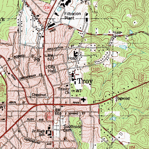 Topographic Map of Troy Elementary School, NC