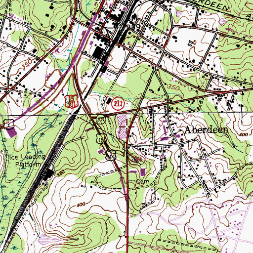 Topographic Map of Aberdeen Elementary School, NC