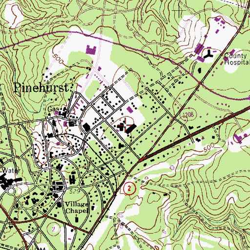 Topographic Map of Pinehurst Middle School, NC