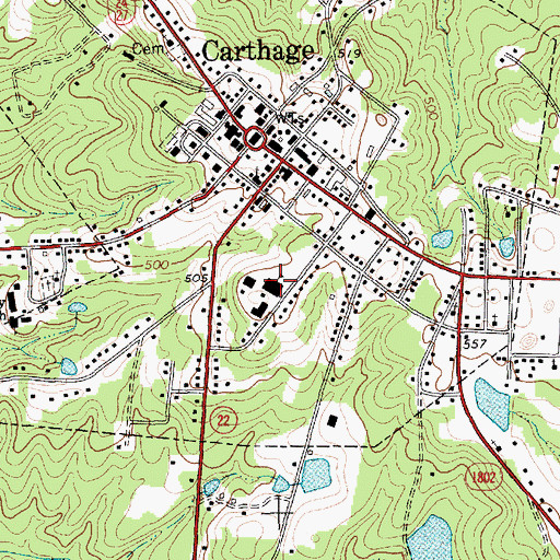 Topographic Map of Carthage Elementary School, NC