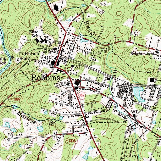 Topographic Map of Robbins Elementary School, NC
