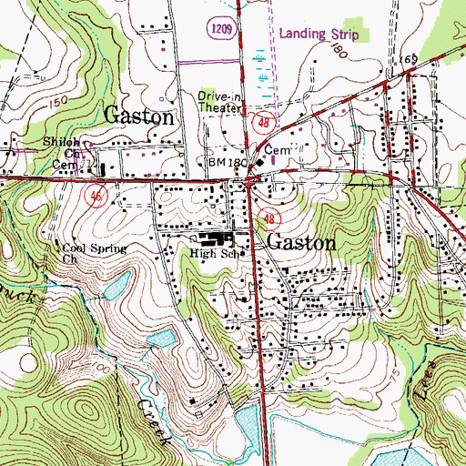 Topographic Map of Gaston Junior High School, NC