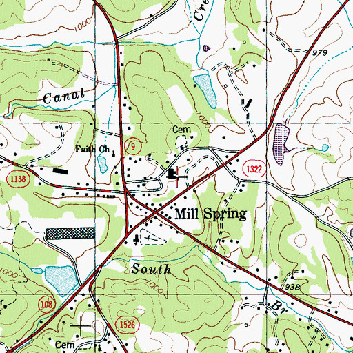 Topographic Map of Mill Spring Elementary, NC