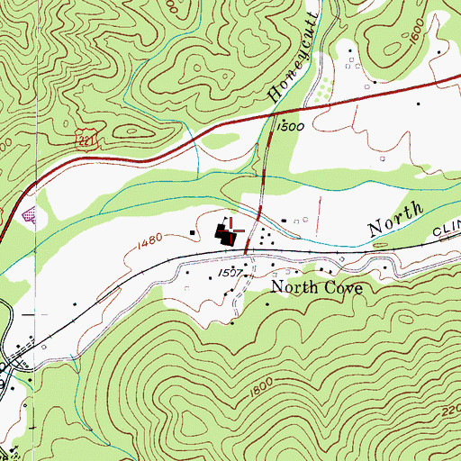 Topographic Map of North Cove Elementary School, NC