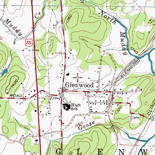 Topographic Map of Glenwood Elementary School, NC