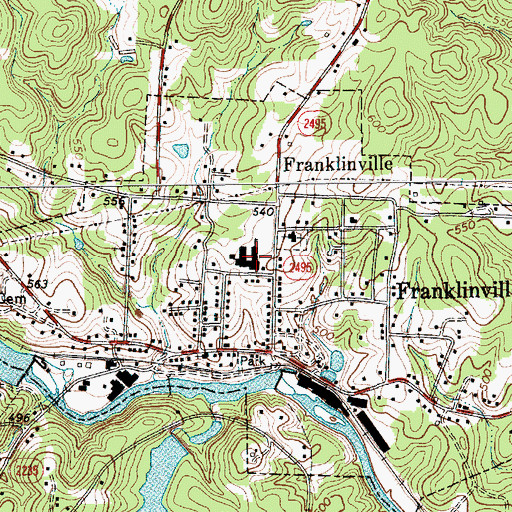 Topographic Map of Franklinville Elementary School, NC