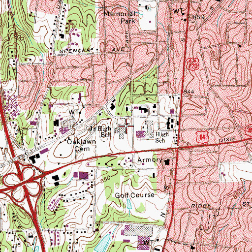 Topographic Map of Asheboro Junior High School, NC