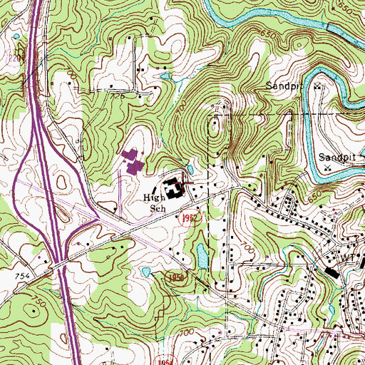 Topographic Map of Randleman Middle School, NC